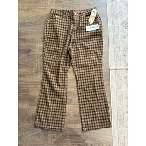 Revolt Bootcut Corduroy Plaid Brown Plus Size 18 Womens High Rise Beige New